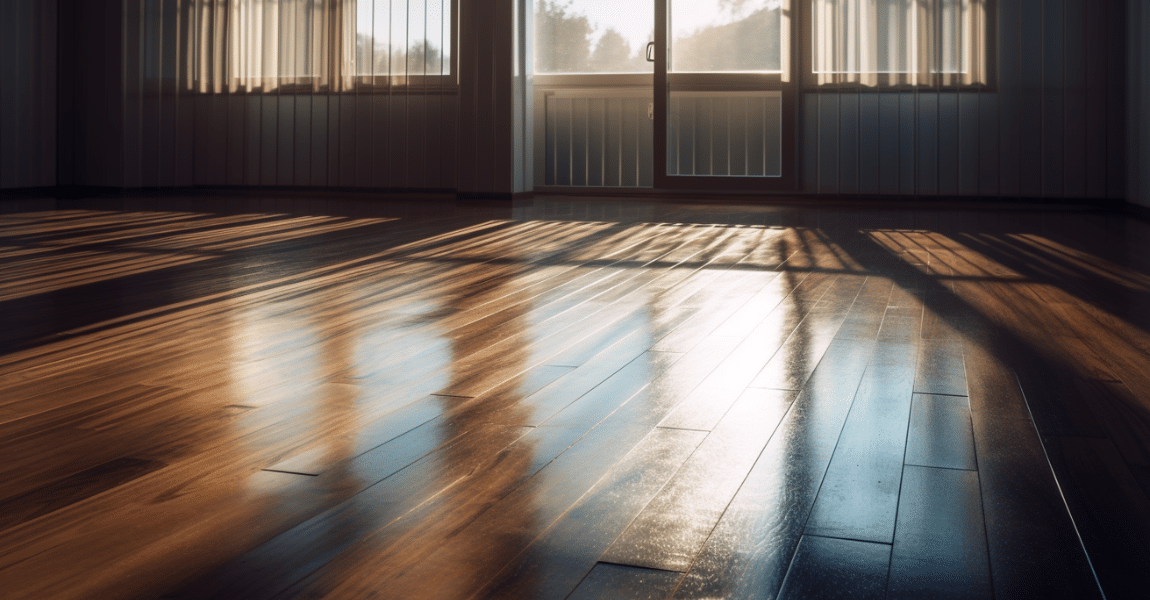 pristine vinyl flooring with sunlight streaming through a large window
