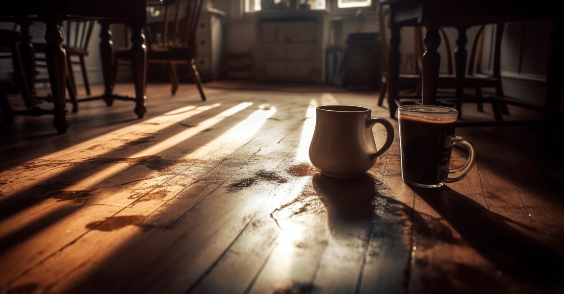 stubborn coffee stains on hardwood floors