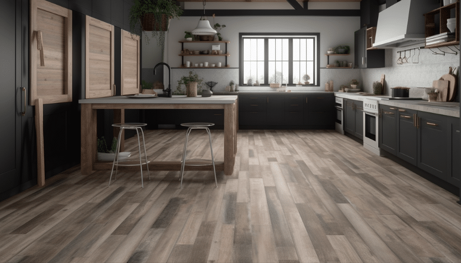 vinyl flooring installation in a stylish kitchen