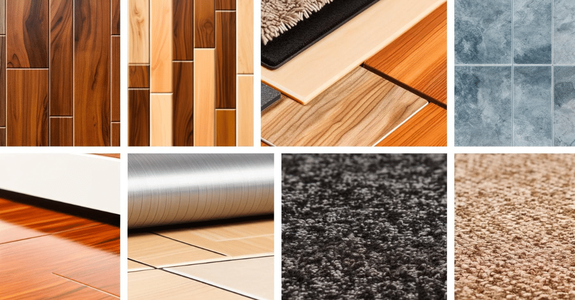 Diverse flooring types in a collage