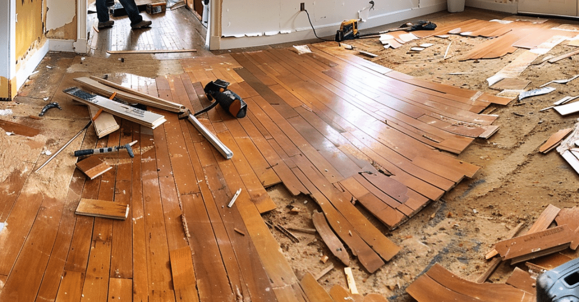Removing Glued Down Hardwood Flooring inside the home