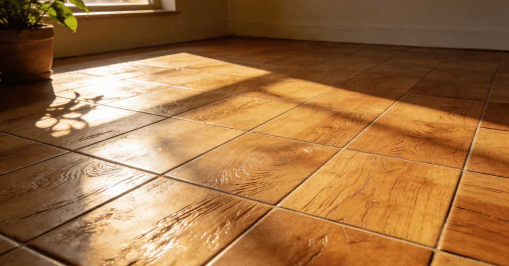 room with stunning wood-look tile flooring