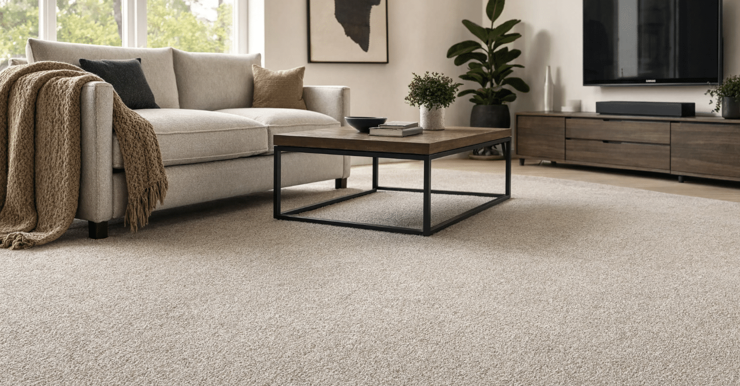 Worn Beige Carpet Living Room